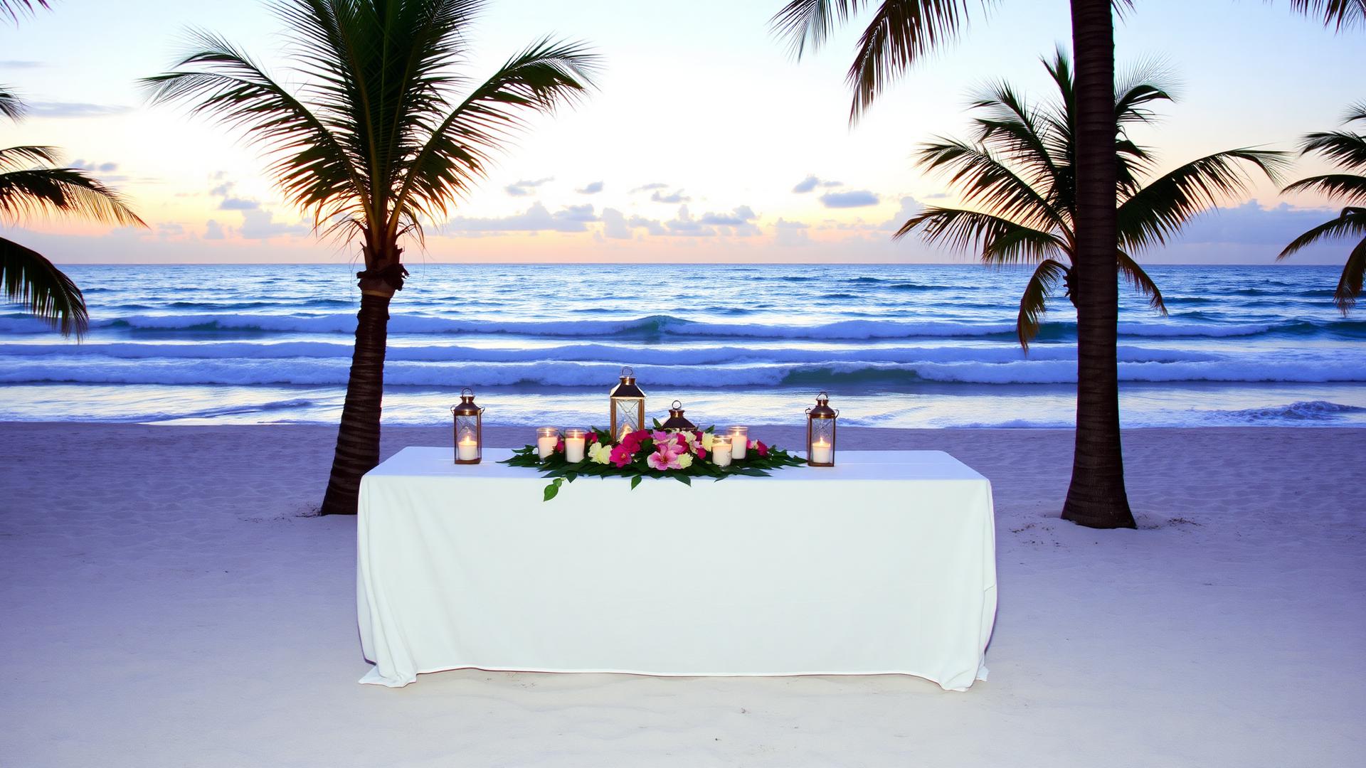 Beachfront dining at twilight
